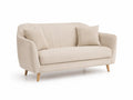 Canape 2 places droit en velours de polyester beige avec coussins 160 x 83 x 82 cm
