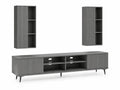 Ensemble meuble TV rectangulaire 3 pieces gris anthracite en panneaux de particules 180 x 40 x 50 cm avec 2 armoires murales 40 x 30 x 100 cm