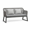 Banc de jardin 2 places 126 x 75 x 78 cm en aluminium et corde PE gris anthracite avec coussins