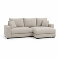 Canape d'angle 3 places avec meridienne droite 260 x 160 x 85 cm en polyester beige clair