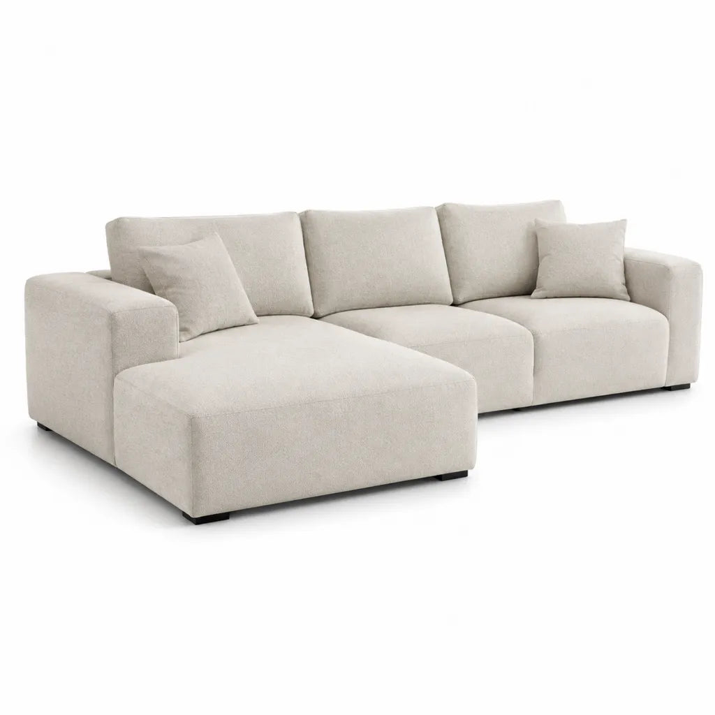 Canape d'angle gauche 3 places en polyester beige 270 x 160 x 85 cm