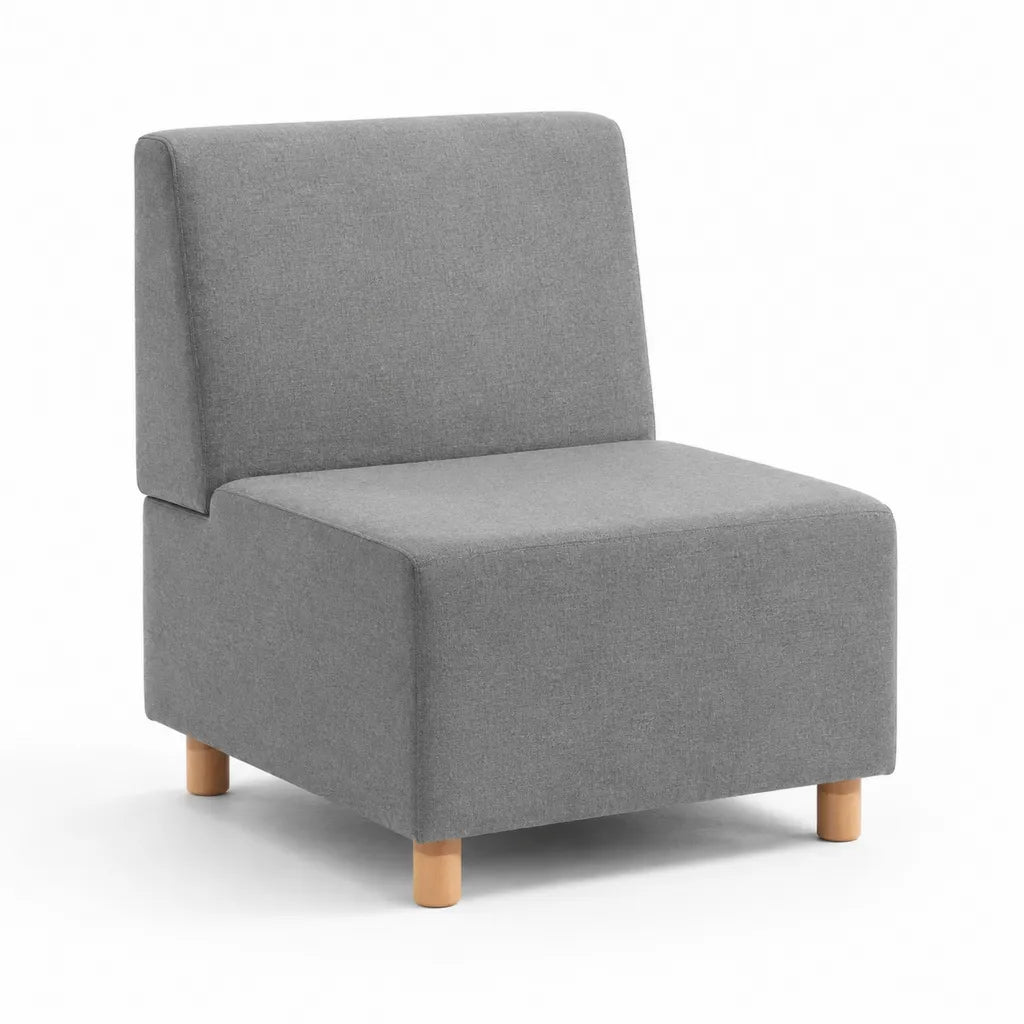 Module central de canape 1 place rectangulaire en polyester gris 63 x 63 x 60 cm