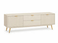 Meuble TV rectangulaire 180 x 40 x 55 cm en panneaux MDF beige avec 2 portes et 2 tiroirs